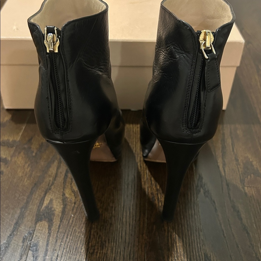 PRADA black leather stiletto high heeled ankle boots 36.5 - Picture 3 of 8